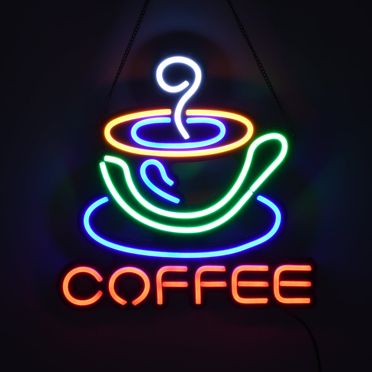 85855 Φωτιστικό Ταμπέλα Φωτεινή Επιγραφή NEON LED Σήμανσης COFFEE 30W AC 230V με Διακόπτη On/Off Λευκό - Γαλάζιο - Κίτρινο - Πράσινο - Κόκκινο