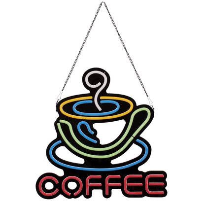 85855 Φωτιστικό Ταμπέλα Φωτεινή Επιγραφή NEON LED Σήμανσης COFFEE 30W AC 230V με Διακόπτη On/Off Λευκό - Γαλάζιο - Κίτρινο - Πράσινο - Κόκκινο