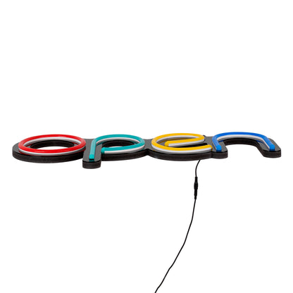 85856 Φωτιστικό Ταμπέλα Φωτεινή Επιγραφή NEON LED Σήμανσης Animated OPEN 30W AC 230V με Διακόπτη On/Off και Ασύρματο Χειριστήριο IR Κόκκινο - Πράσινο - Κίτρινο - Γαλάζιο