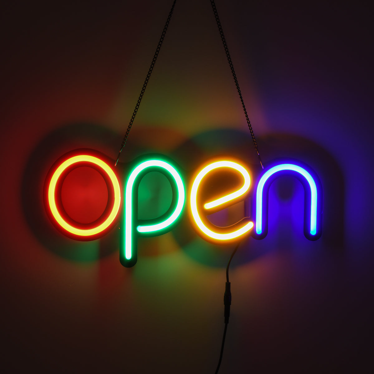 85856 Φωτιστικό Ταμπέλα Φωτεινή Επιγραφή NEON LED Σήμανσης Animated OPEN 30W AC 230V με Διακόπτη On/Off και Ασύρματο Χειριστήριο IR Κόκκινο - Πράσινο - Κίτρινο - Γαλάζιο