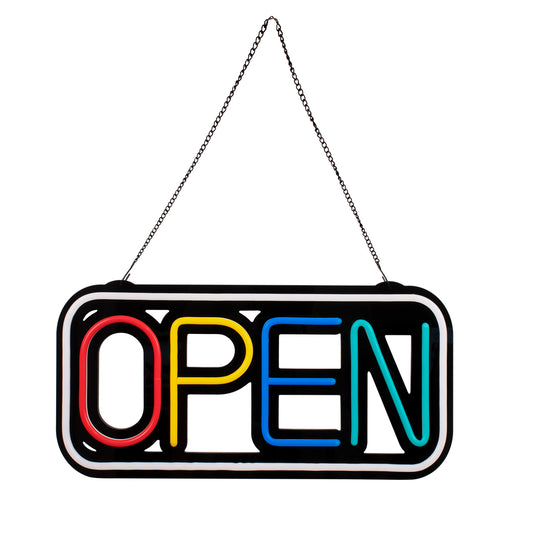 85857 Φωτιστικό Ταμπέλα Φωτεινή Επιγραφή NEON LED Σήμανσης Animated Square OPEN 30W AC 230V με Διακόπτη On/Off και Ασύρματο Χειριστήριο IR Λευκό - Κόκκινο - Πράσινο - Κίτρινο - Γαλάζιο