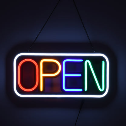 85857 Φωτιστικό Ταμπέλα Φωτεινή Επιγραφή NEON LED Σήμανσης Animated Square OPEN 30W AC 230V με Διακόπτη On/Off και Ασύρματο Χειριστήριο IR Λευκό - Κόκκινο - Πράσινο - Κίτρινο - Γαλάζιο