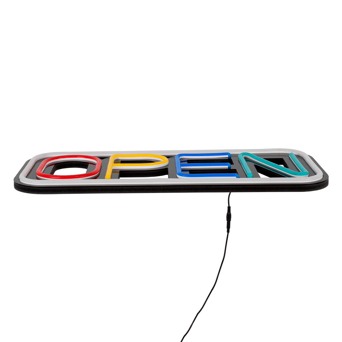 85857 Φωτιστικό Ταμπέλα Φωτεινή Επιγραφή NEON LED Σήμανσης Animated Square OPEN 30W AC 230V με Διακόπτη On/Off και Ασύρματο Χειριστήριο IR Λευκό - Κόκκινο - Πράσινο - Κίτρινο - Γαλάζιο