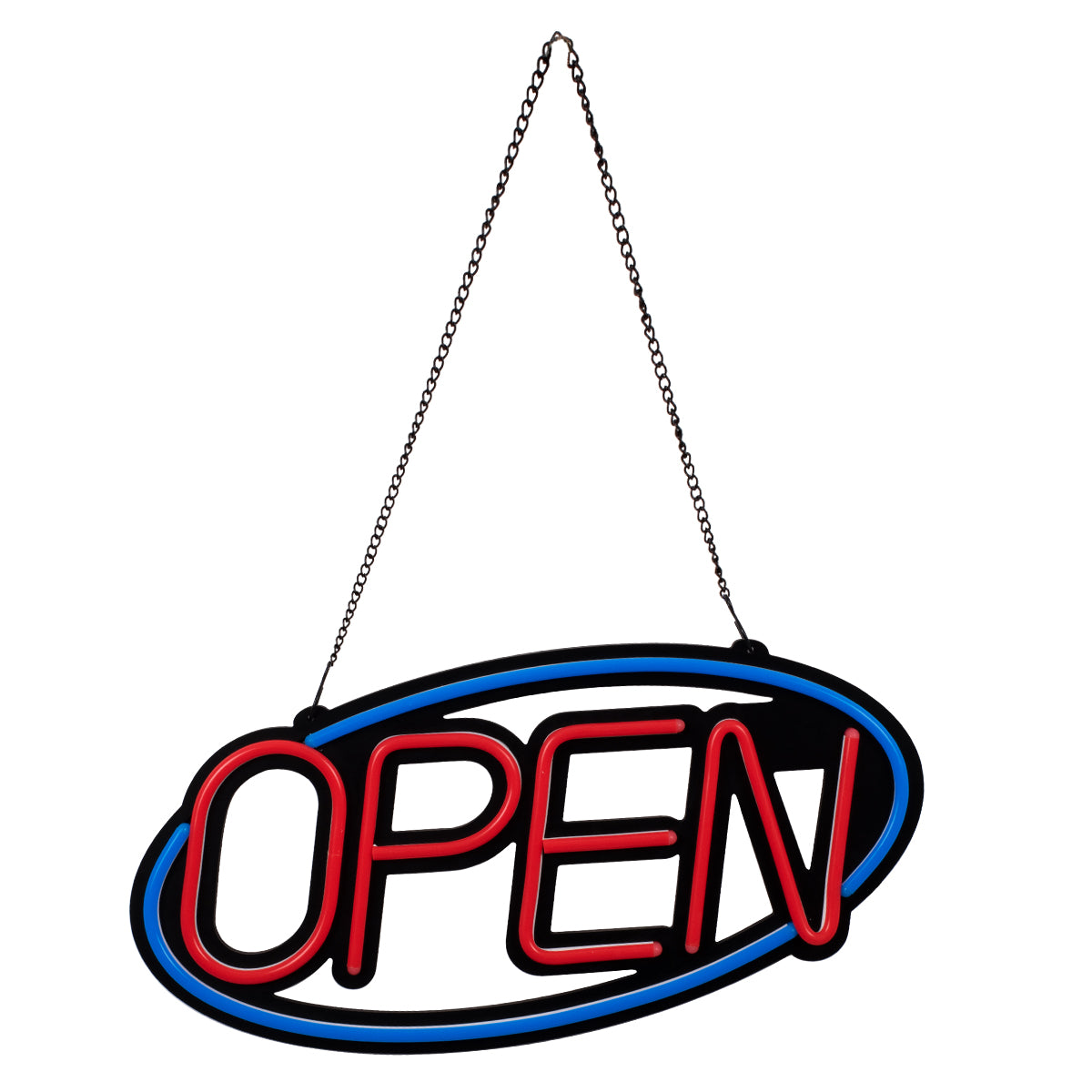 85860 Φωτιστικό Ταμπέλα Φωτεινή Επιγραφή NEON LED Σήμανσης Animated Ovale OPEN 30W AC 230V με Διακόπτη On/Off και Ασύρματο Χειριστήριο IR Μπλε - Κόκκινο