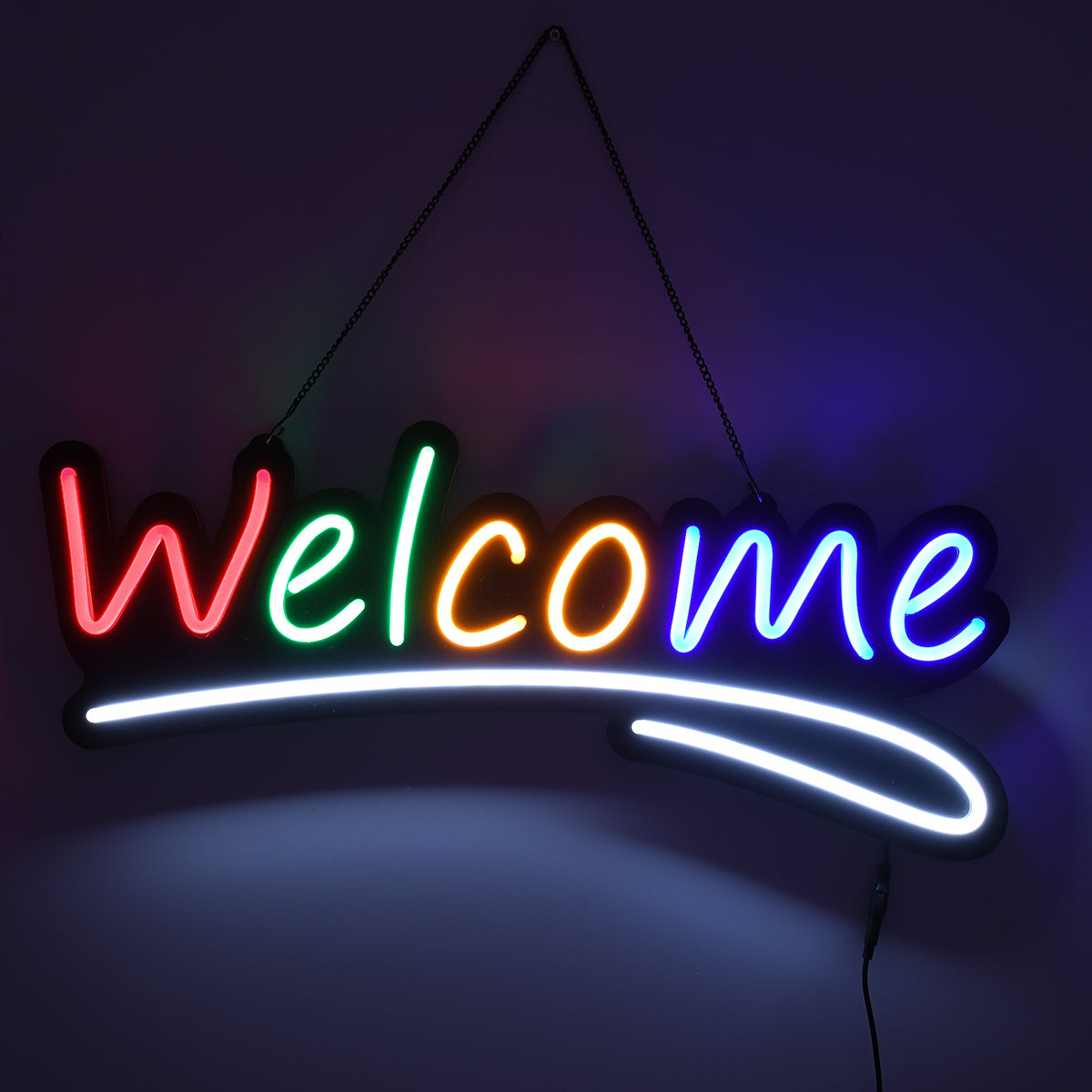 85861 Φωτιστικό Ταμπέλα Φωτεινή Επιγραφή NEON LED Σήμανσης Animated WELCOME 30W AC 230V με Διακόπτη On/Off και Ασύρματο Χειριστήριο IR Κόκκινο - Πράσινο - Κίτρινο - Μπλε - Λευκό