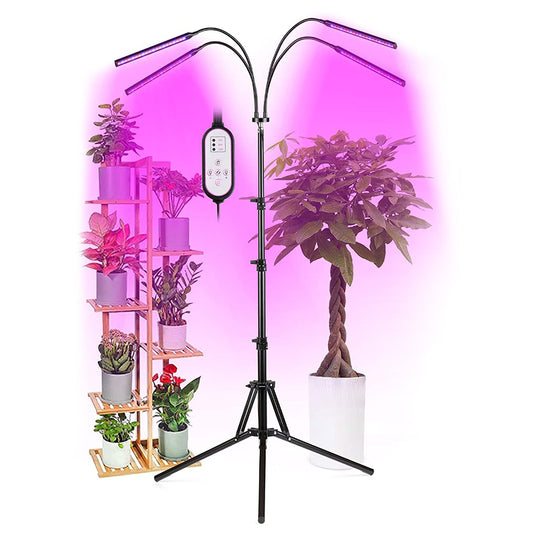 85956 Grow Light Full Spectrum LED Φωτιστικό Ανάπτυξης Φυτών Γλάστρας με 4 Κινούμενες Κεφαλές & Τρίποδο 150cm SMD 2835 20W 180° AC230V IP20 με Dimmer & Timer Εσωτερικού Χώρου για Κάλυψη Επιφάνειας 1m x 1m Πλήρους Φάσματος Φωτισμού