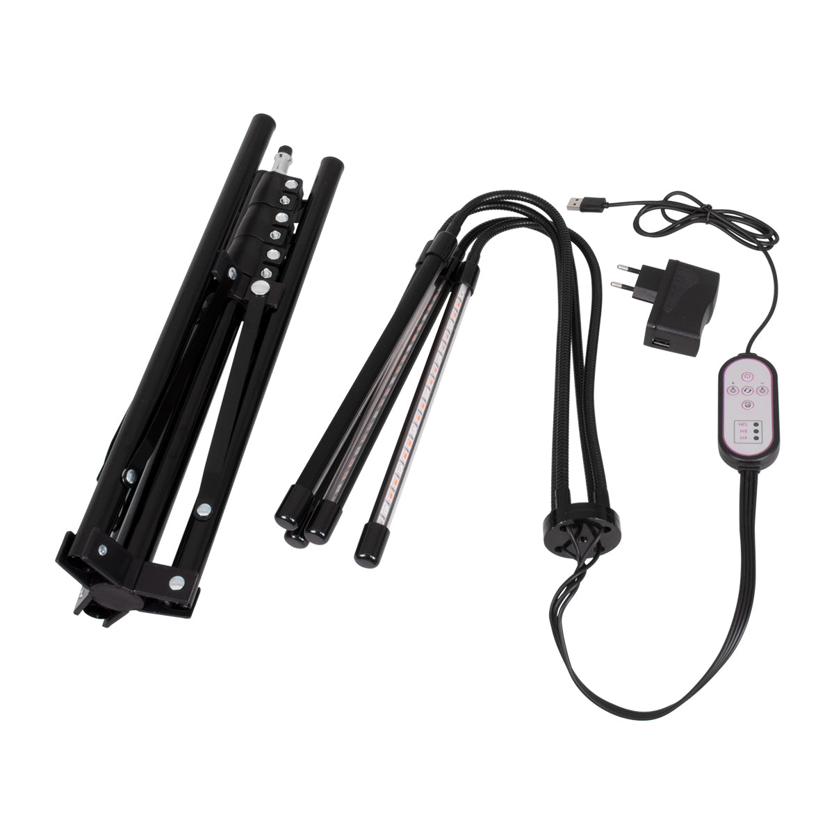 85956 Grow Light Full Spectrum LED Φωτιστικό Ανάπτυξης Φυτών Γλάστρας με 4 Κινούμενες Κεφαλές & Τρίποδο 150cm SMD 2835 20W 180° AC230V IP20 με Dimmer & Timer Εσωτερικού Χώρου για Κάλυψη Επιφάνειας 1m x 1m Πλήρους Φάσματος Φωτισμού