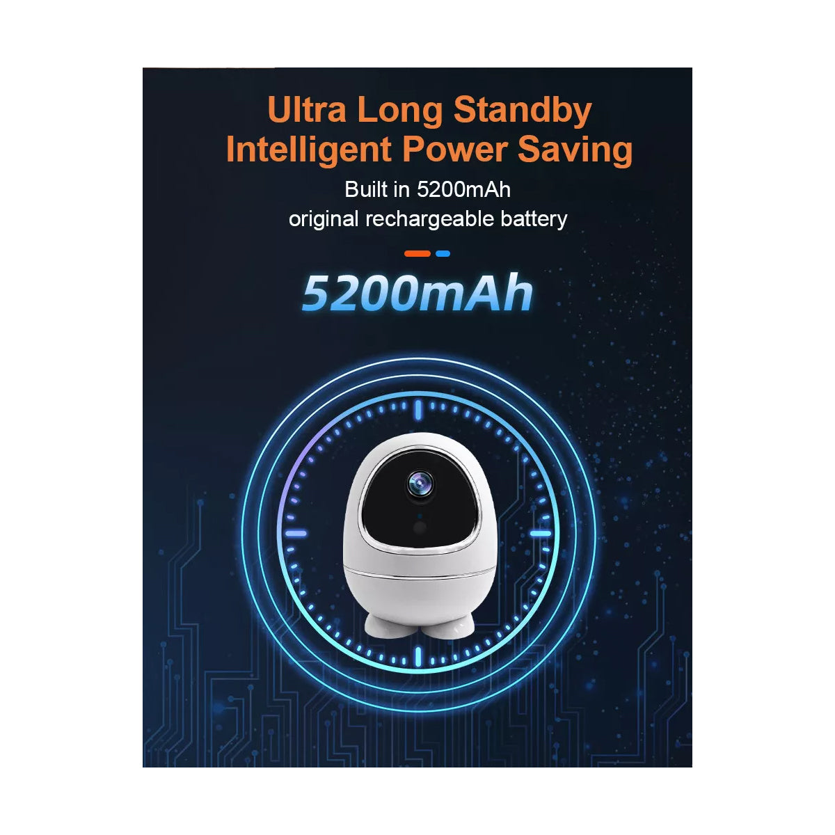 86008 Rechargeable Table Camera WiFi HD 1080P 3MP 350° 5200mAh Two Way Audio & Motion Detection - Επαναφορτιζόμενη Επιτραπέζια Κάμερα WiFi HD 1080P 350° 5200mAh Διπλή Κατεύθυνση Ομιλίας με Ανιχνευτή Κίνησης - Λευκό