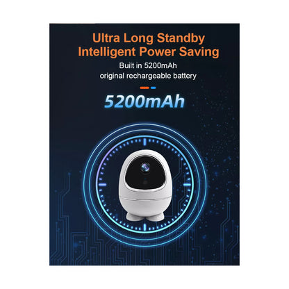 86008 Rechargeable Table Camera WiFi HD 1080P 3MP 350° 5200mAh Two Way Audio & Motion Detection - Επαναφορτιζόμενη Επιτραπέζια Κάμερα WiFi HD 1080P 350° 5200mAh Διπλή Κατεύθυνση Ομιλίας με Ανιχνευτή Κίνησης - Λευκό