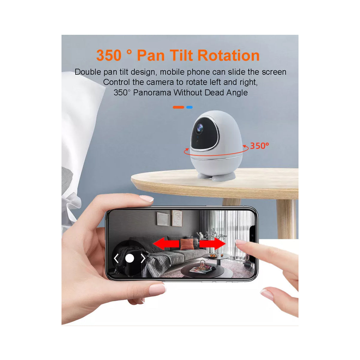 86008 Rechargeable Table Camera WiFi HD 1080P 3MP 350° 5200mAh Two Way Audio & Motion Detection - Επαναφορτιζόμενη Επιτραπέζια Κάμερα WiFi HD 1080P 350° 5200mAh Διπλή Κατεύθυνση Ομιλίας με Ανιχνευτή Κίνησης - Λευκό