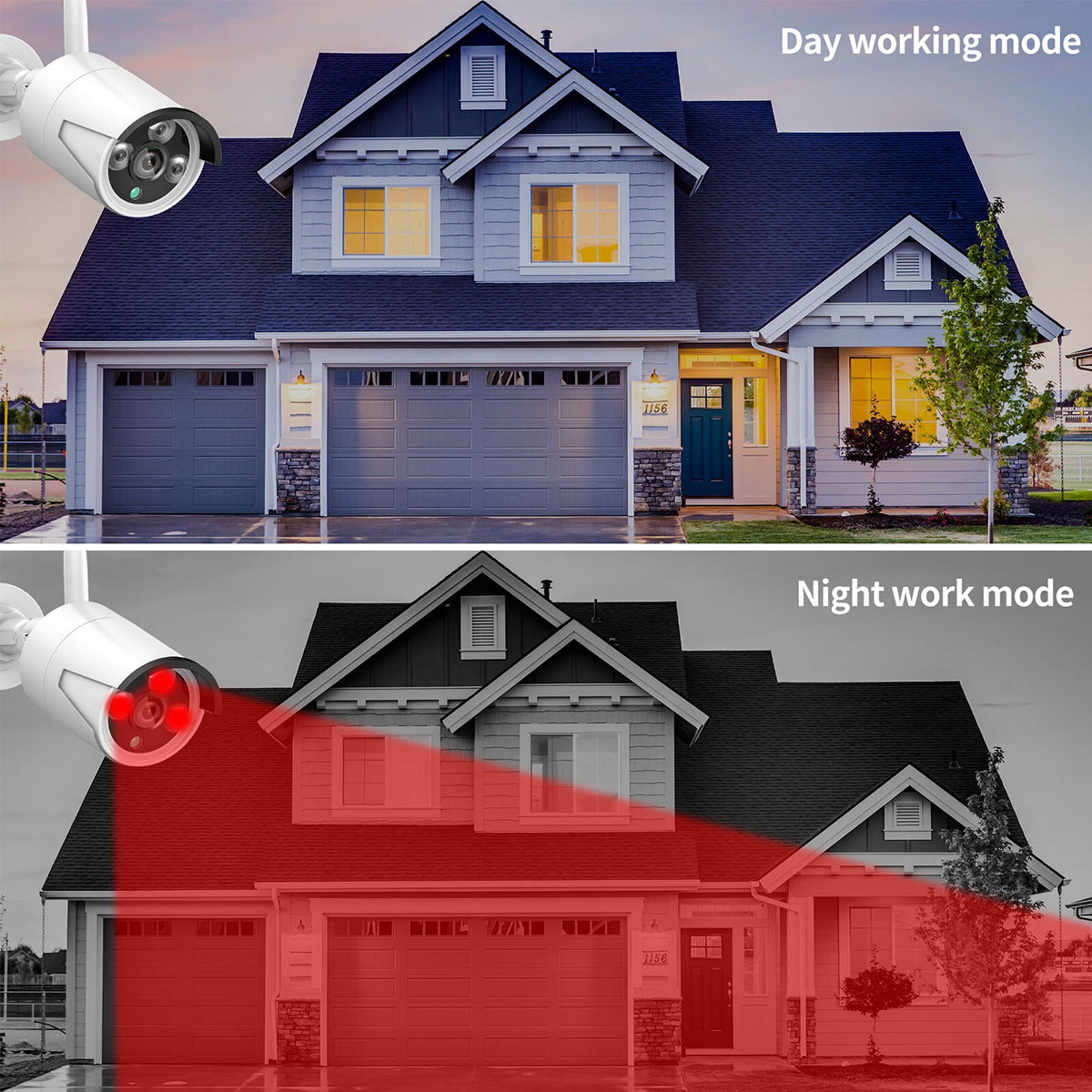 86038 Ασύρματο Καταγραφικό με 8 x Camera 2MP 1080P WiFi 150° Μοιρών - Αδιάβροχο IP66 - Νυχτερινή Όραση με LED IR - Μονή Κατέυθυνση Ομιλίας - Ανιχνευτή Κίνησης - Νυχτερινή Λήψη - Λευκό