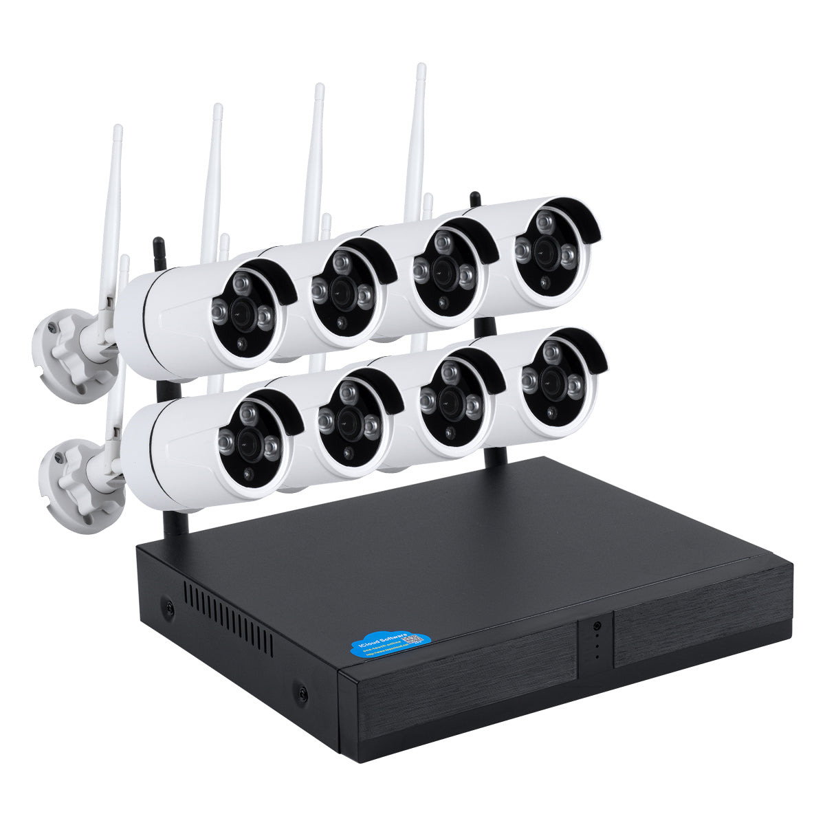 86038 Ασύρματο Καταγραφικό με 8 x Camera 2MP 1080P WiFi 150° Μοιρών - Αδιάβροχο IP66 - Νυχτερινή Όραση με LED IR - Μονή Κατέυθυνση Ομιλίας - Ανιχνευτή Κίνησης - Νυχτερινή Λήψη - Λευκό