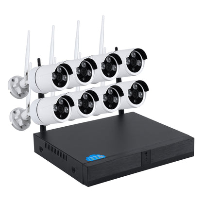 86038 Ασύρματο Καταγραφικό με 8 x Camera 2MP 1080P WiFi 150° Μοιρών - Αδιάβροχο IP66 - Νυχτερινή Όραση με LED IR - Μονή Κατέυθυνση Ομιλίας - Ανιχνευτή Κίνησης - Νυχτερινή Λήψη - Λευκό