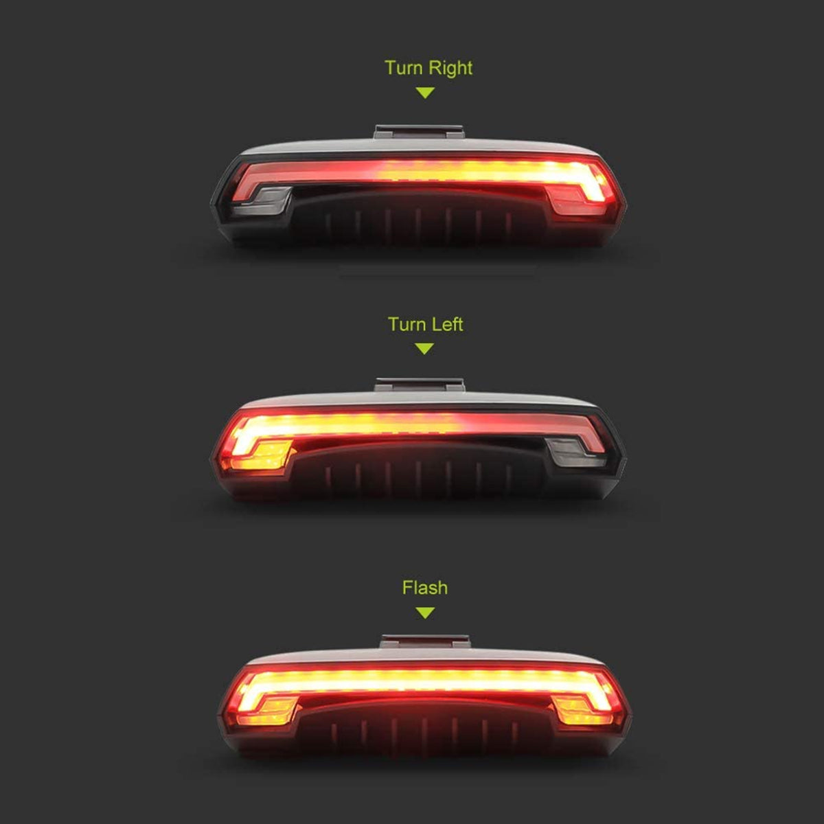 86050 Ασύρματο Οπίσθιο Φανάρι Ποδηλάτου LED Επαναφορτιζόμενο USB Stop - Αριστερό Φλάς - Δεξί Φλάς με Ασύρματο Χειριστήριο Τιμονιού