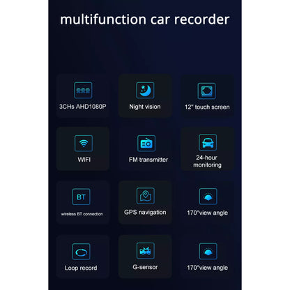 86057 Καθρέπτης Αυτοκινήτου με 3 Κάμερες 3CHs AHD 1080P 170° - 4G Sim Card Slot - WiFi - GPS Navigator - Bluetooth - G Sensor - 24h Monitoring - FM Transmitter - Νυχτερινή Όραση - Μαύρο