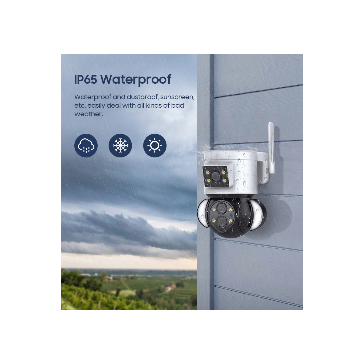 86076 Επιτοίχια Κάμερα Πρίζας WiFi HD 1080P 350° Διπλή Κατέυθυνση Ομιλίας & Ανιχνευτή Κίνησης - Απομακρυσμένος Έλεγχος - Αδιάβροχη IP65 - Λευκό Μαύρο - Μ15 x Π14.5 x Y15cm