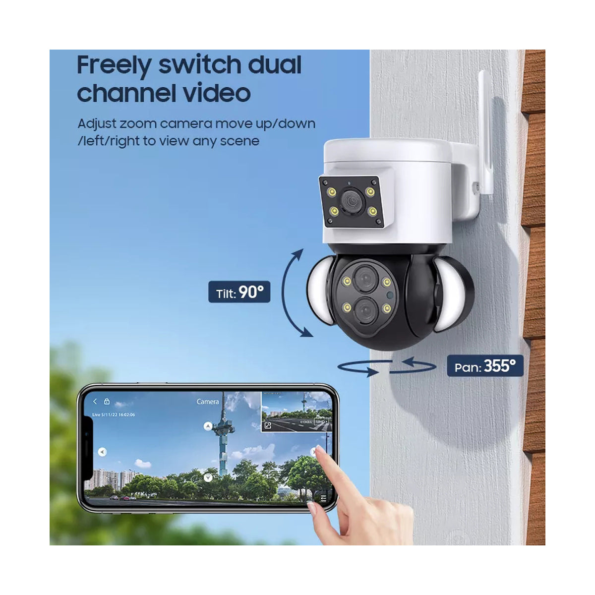 86076 Επιτοίχια Κάμερα Πρίζας WiFi HD 1080P 350° Διπλή Κατέυθυνση Ομιλίας & Ανιχνευτή Κίνησης - Απομακρυσμένος Έλεγχος - Αδιάβροχη IP65 - Λευκό Μαύρο - Μ15 x Π14.5 x Y15cm