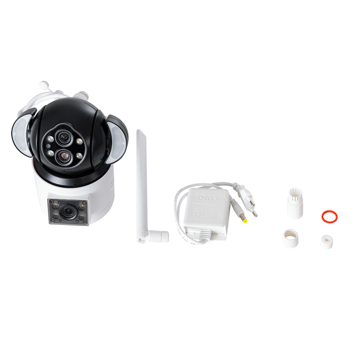 86076 Επιτοίχια Κάμερα Πρίζας WiFi HD 1080P 350° Διπλή Κατέυθυνση Ομιλίας & Ανιχνευτή Κίνησης - Απομακρυσμένος Έλεγχος - Αδιάβροχη IP65 - Λευκό Μαύρο - Μ15 x Π14.5 x Y15cm