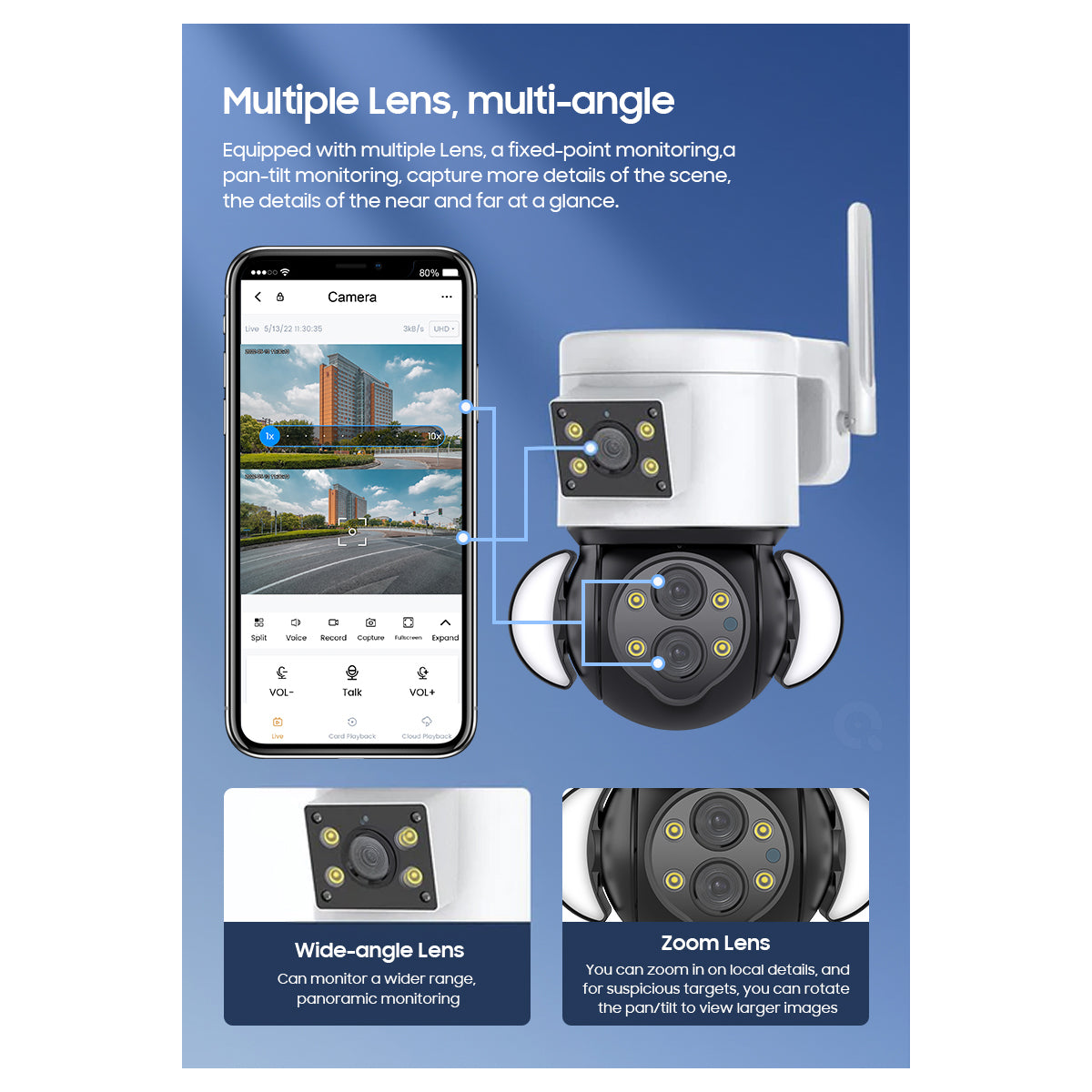 86076 Επιτοίχια Κάμερα Πρίζας WiFi HD 1080P 350° Διπλή Κατέυθυνση Ομιλίας & Ανιχνευτή Κίνησης - Απομακρυσμένος Έλεγχος - Αδιάβροχη IP65 - Λευκό Μαύρο - Μ15 x Π14.5 x Y15cm