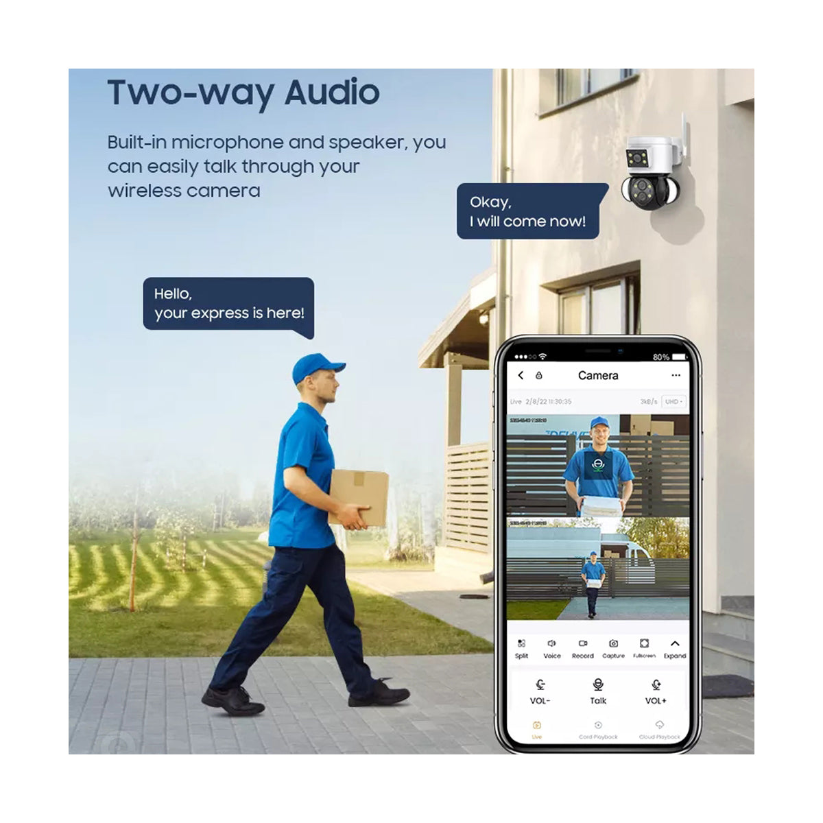 86076 Επιτοίχια Κάμερα Πρίζας WiFi HD 1080P 350° Διπλή Κατέυθυνση Ομιλίας & Ανιχνευτή Κίνησης - Απομακρυσμένος Έλεγχος - Αδιάβροχη IP65 - Λευκό Μαύρο - Μ15 x Π14.5 x Y15cm