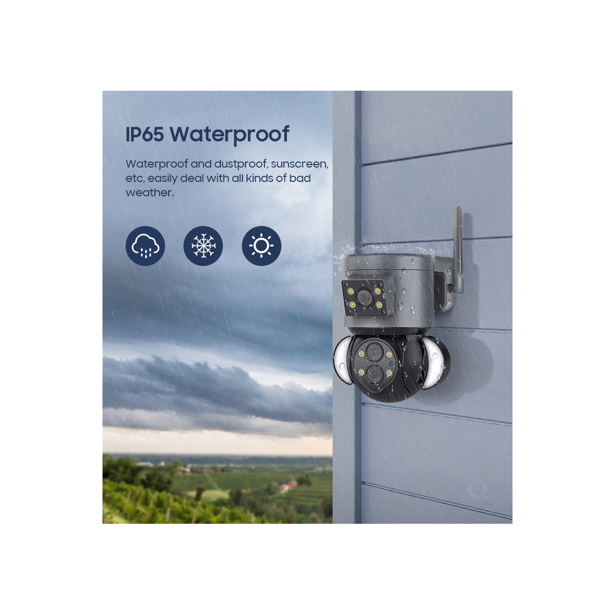 86077 Επιτοίχια Κάμερα Πρίζας WiFi HD 1080P 350° Διπλή Κατέυθυνση Ομιλίας & Ανιχνευτή Κίνησης - Απομακρυσμένος Έλεγχος - Αδιάβροχη IP65 - Γρι Μαύρο - Μ15 x Π14.5 x Y15cm