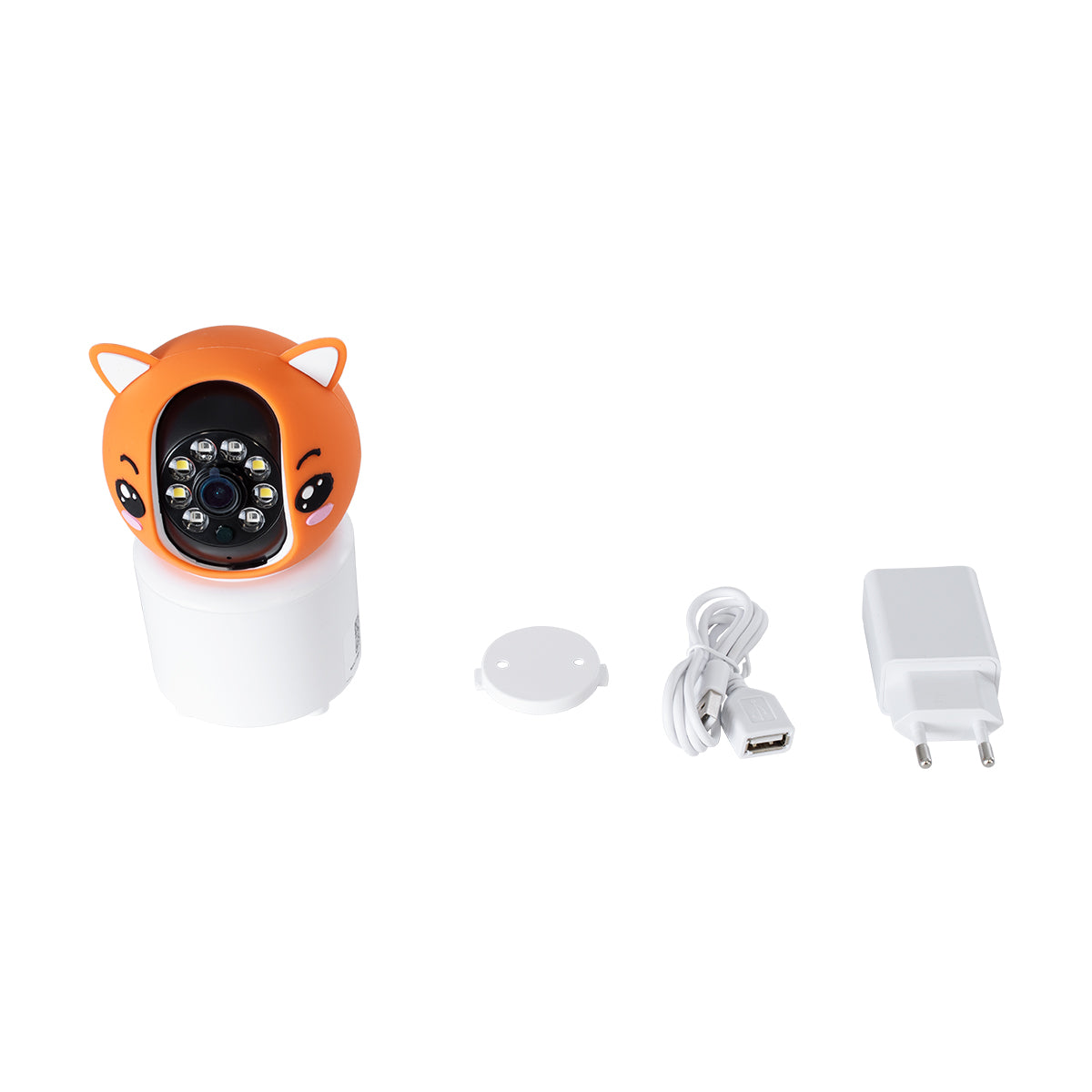 86081 Επιτραπέζια Κάμερα WiFi HD 1080P 350° Διπλή Κατέυθυνση Ομιλίας & Ανιχνευτή Κίνησης - Απομακρυσμένος Έλεγχος Body Auto Tracking IP20 - Πορτοκαλί Λευκό - Φ8 x Υ13cm