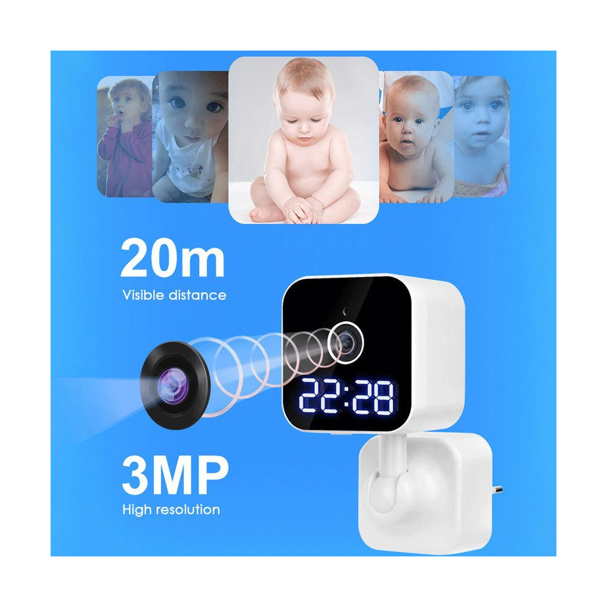86082 Επιτοίχια Κάμερα Πρίζας WiFi HD 1080P 350° Διπλή Κατέυθυνση Ομιλίας & Ανιχνευτή Κίνησης - Απομακρυσμένος Έλεγχος IP20 - Μαύρο - Μ6 x Π5.5 x Υ16cm
