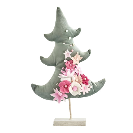 ΒΕΛΟΥΔΙΝΟ ΔΕΝΤΡΑΚΙ ΠΡΑΣΙΝΟ ΜΕ ΡΟΖ ΛΟΥΛΟΥΔΙΑ 23x7x35