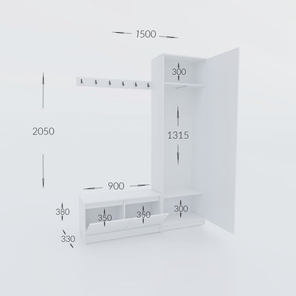 Σετ Εισόδου Sara Λευκή 150x33x205