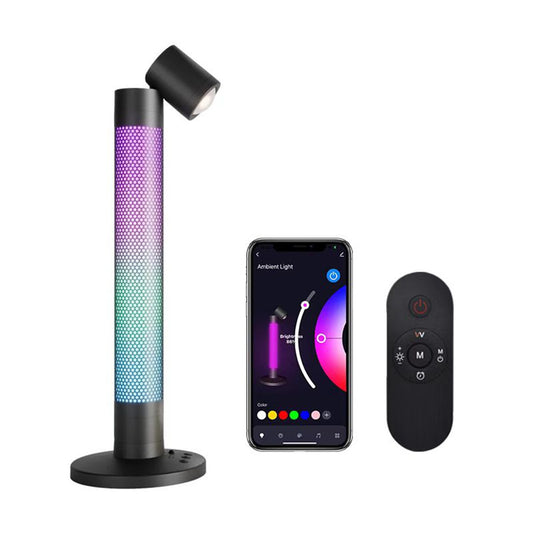 DESTINY GLB-106-0019 Επιτραπέζιο Φωτιστικό Πορτατίφ με RF Ασύρματο Χειριστήριο & Λειτουργία μέσω WiFi APP LED 10W 600lm 180° AC 220-240V IP20 Πολύχρωμο RGB Dimmable - Sanan SMD Chip - Μαύρο - Μ14 x Π14 x Υ40.5