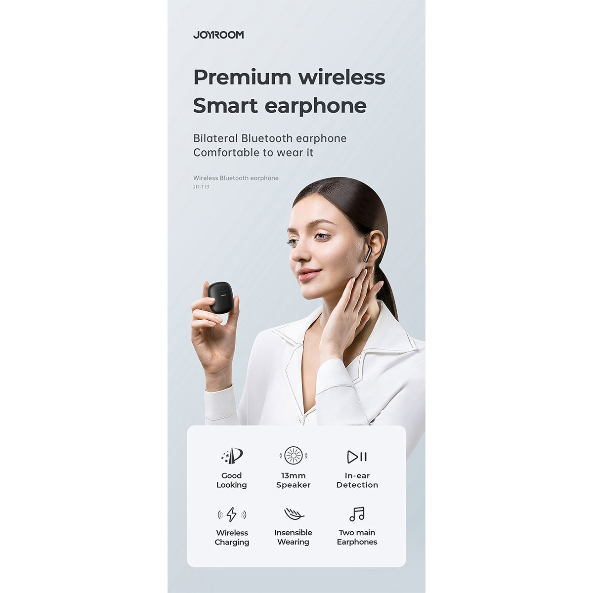 87055 JOYROOM Originals JR-T13 Bilateral TWS Earphones με Θήκη Φόρτισης True Wireless Bluetooth V5.0 Binaural Συμβατό με iOS & Android Μαύρο