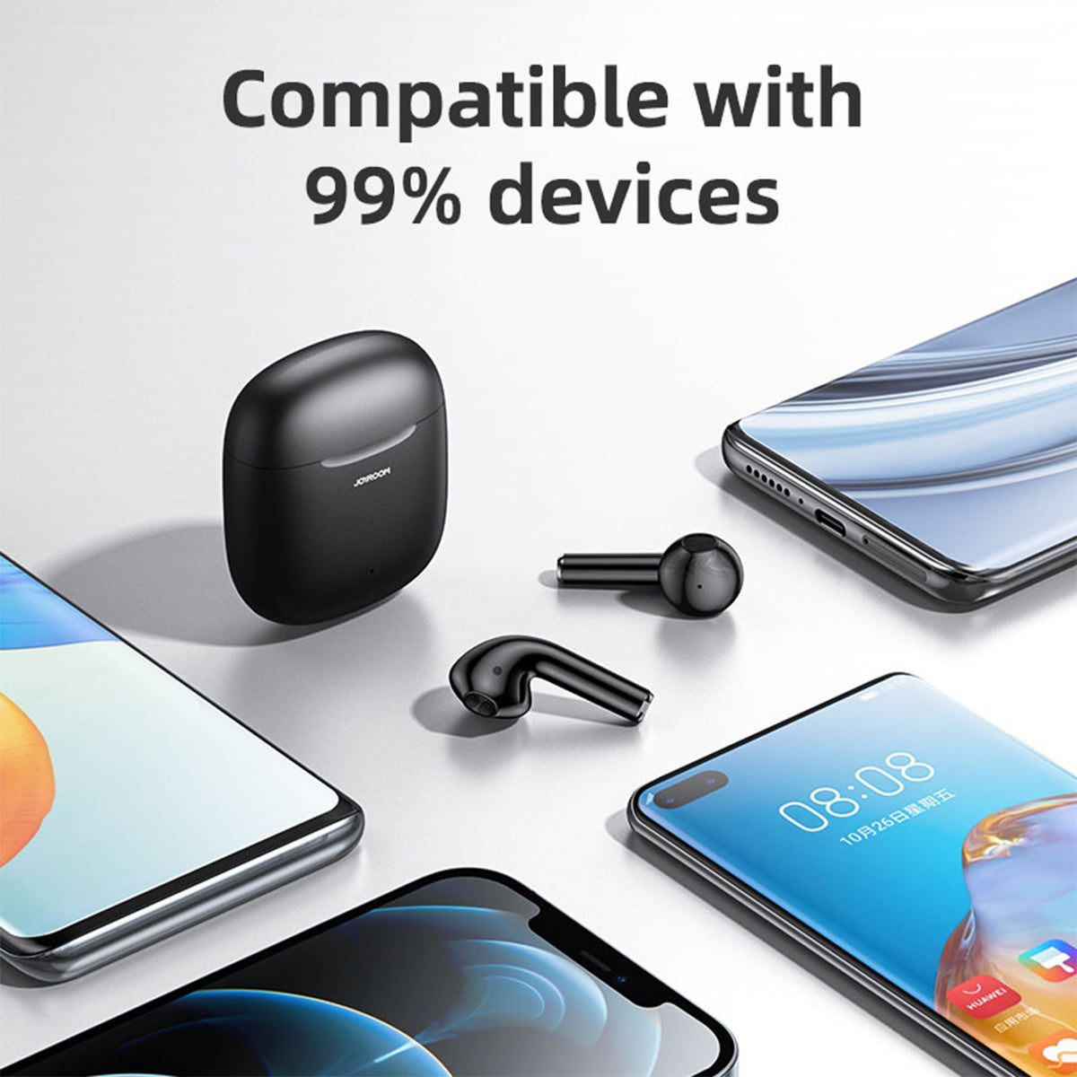 87055 JOYROOM Originals JR-T13 Bilateral TWS Earphones με Θήκη Φόρτισης True Wireless Bluetooth V5.0 Binaural Συμβατό με iOS & Android Μαύρο