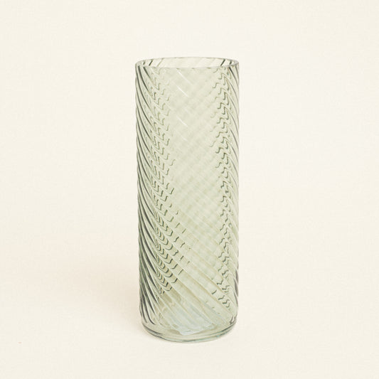 Γυάλινο Βάζο με Εφέ Στροβιλισμού 10x10x27 Πράσινο