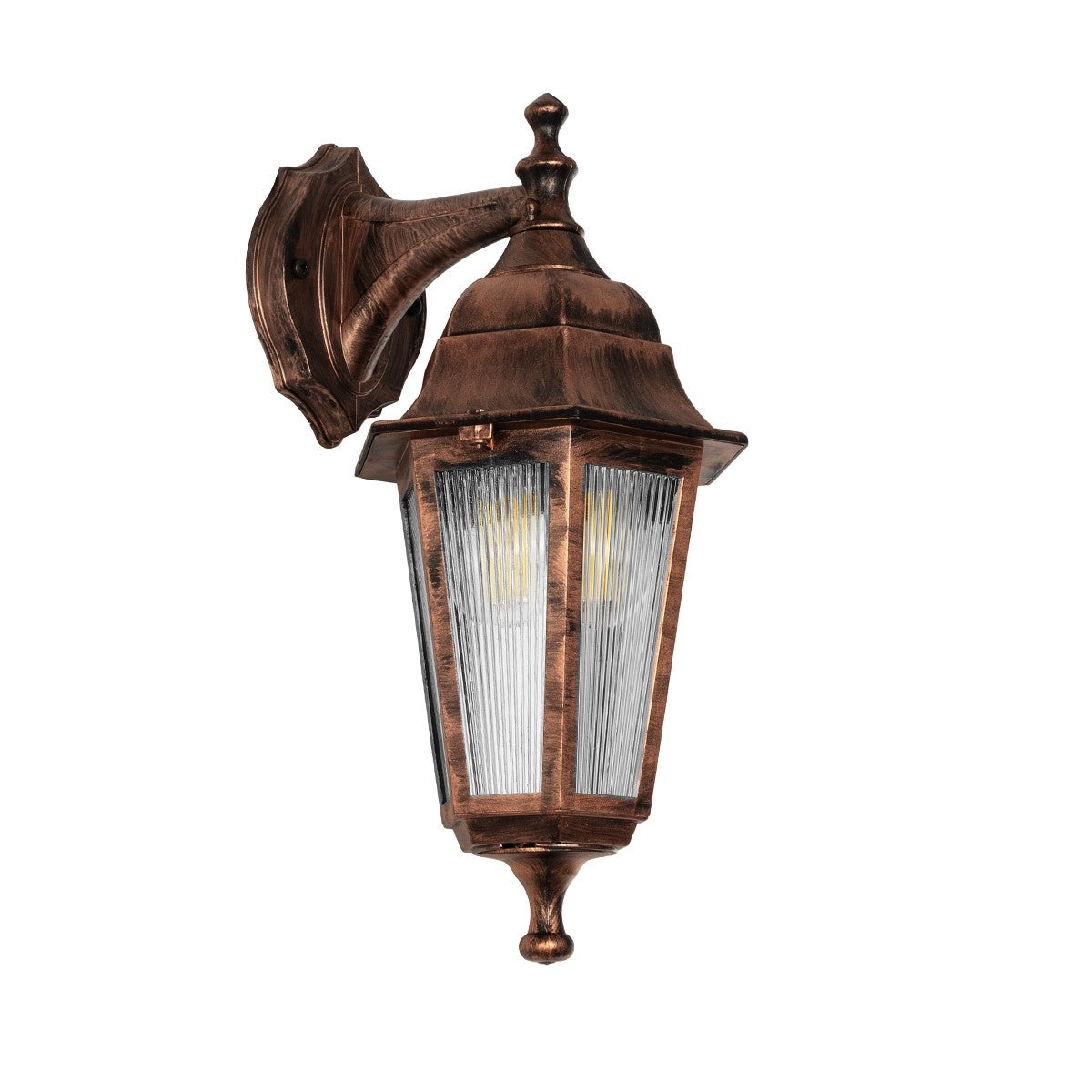 VITRO 203-0196 Vintage Επιτοίχιο Φωτιστικό Φαναράκι Μονόφωτο 1 x E27 IP44 Χάλκινο Πλαστικό - Μ17 x Π20 x Υ36