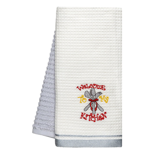 Ποτηρόπανα Σετ 2 Τμχ Welcome Art 8811 40x60εκ Γκρι