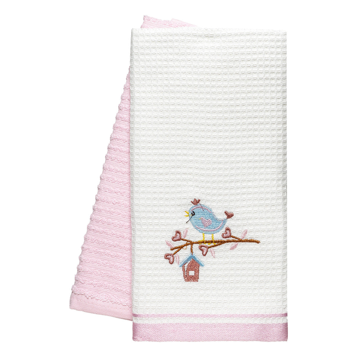 Ποτηρόπανα Σετ 2 Τμχ Bird Art 8821 40x60εκ Ροζ