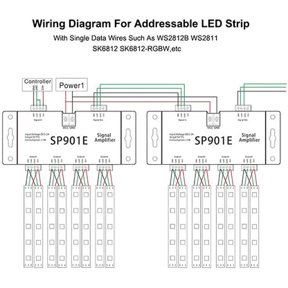 LED Digital RGB Ενισχυτής Σήματος SP901E LED Pixel WS2812B WS2811 SPI Signal Amplifier Repeater 10000 IC Professional Series 5v - 12v - 24v 88774