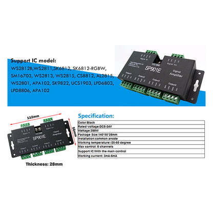 LED Digital RGB Ενισχυτής Σήματος SP901E LED Pixel WS2812B WS2811 SPI Signal Amplifier Repeater 10000 IC Professional Series 5v - 12v - 24v 88774