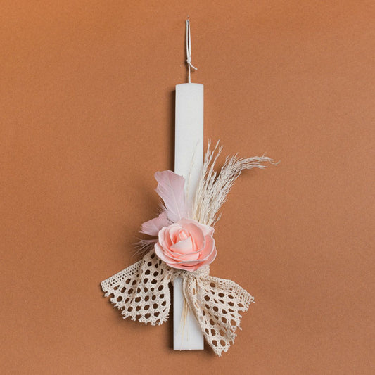 Λαμπάδα 33εκ Τριντάφυλλο με Φτερά Ροζ σε Συσκευασία Δώρου
