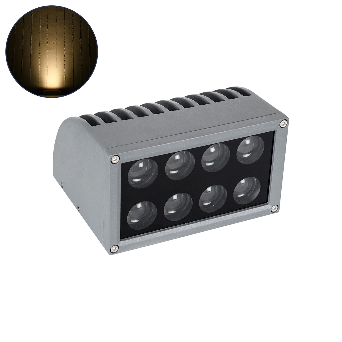 FLOOD-DENA 90485 Επιτοίχιος Προβολέας Wall Washer για Φωτισμό Κτιρίων - Απλίκα & Δαπέδου LED 16W 1440lm 5° DC 24V Αδιάβροχο IP67 Μ15.5 x Π13 x Υ9.1cm Θερμό Λευκό 2700K - Γκρι Ανθρακί