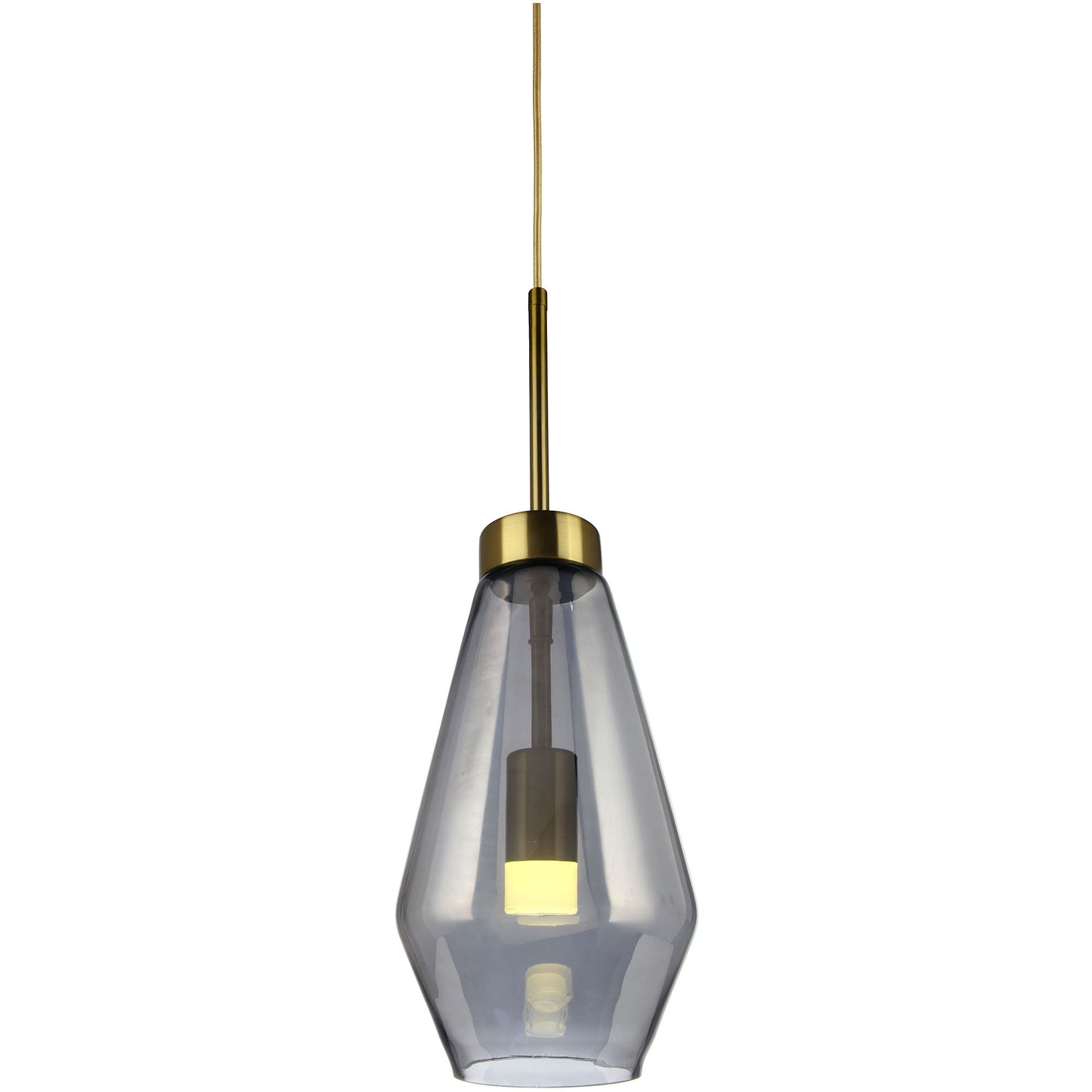 Φωτιστικό Κρεμαστό Μονόφωτο Γυάλινο με Χαλκό Γκρι G9 Φ17x140