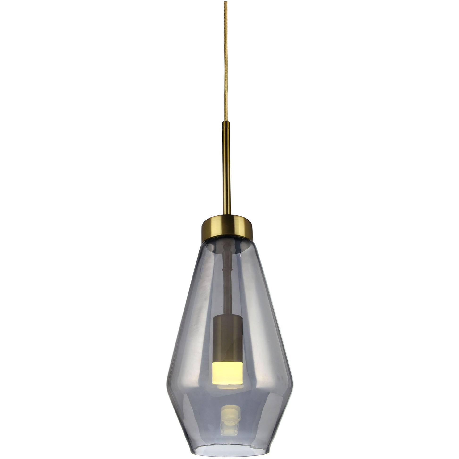 Φωτιστικό Κρεμαστό Μονόφωτο Γυάλινο με Χαλκό Γκρι G9 Φ17x140