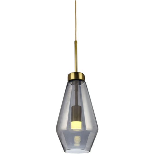 Φωτιστικό Κρεμαστό Μονόφωτο Γυάλινο με Χαλκό Γκρι G9 Φ17x140