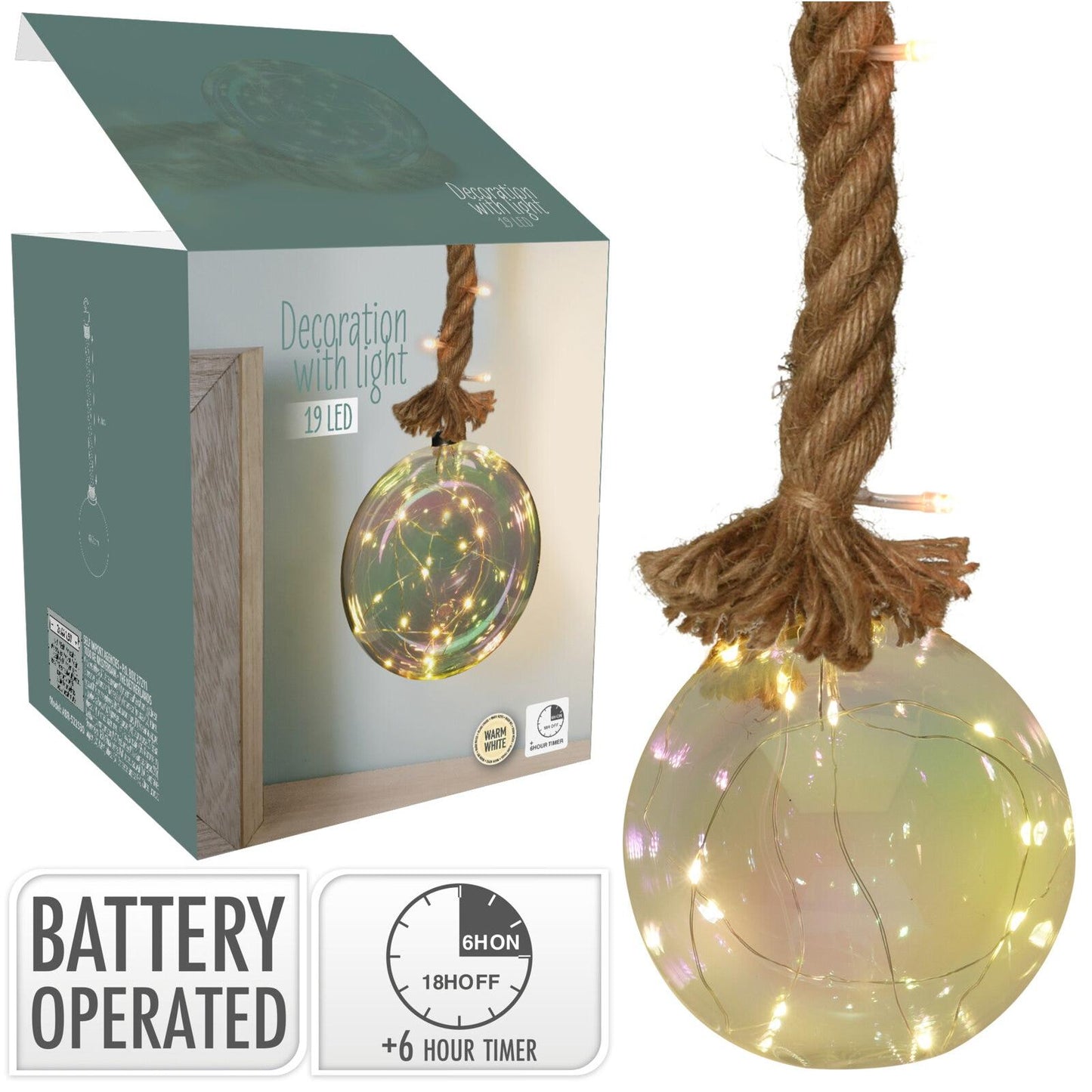 Μπάλα Γυάλινη 10 LED WW 12εκ