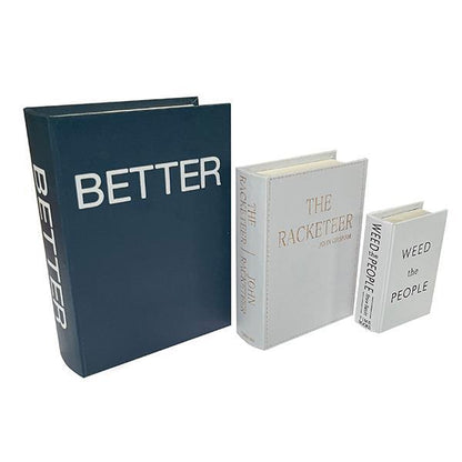 S/3 ΚΟΥΤΙΑ ΒΙΒΛΙΑ ΞΥΛΙΝΑ ΜΠΛΕ - ΜΑΥΡΟ 30x22x6 23x17x5 16x11x3