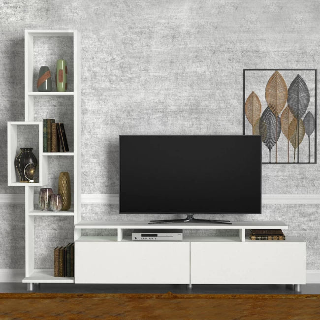 Tulip TV Unit Made of Melamine Color White 160x29.5x160