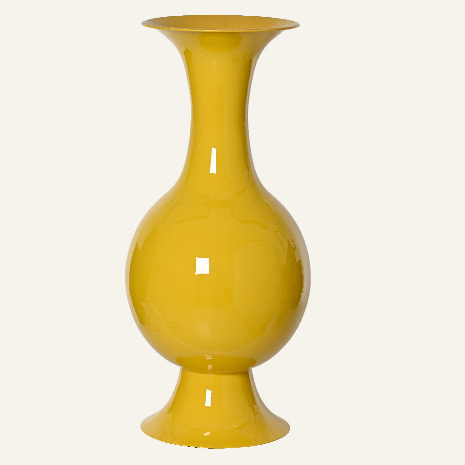 Μεταλλικό Βάζο Κίτρινο 25x25x56