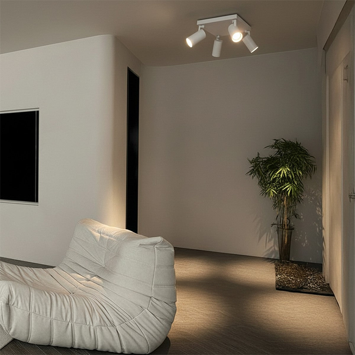 SPOTA KLV-101-0147 Κινούμενο Φωτιστικό Σποτ Οροφής για 4 Λάμπες MR16 με Ντουί GU10 AC 220-240V IP20 - Λευκό Ματ - Μ26 x Π26 x Υ14