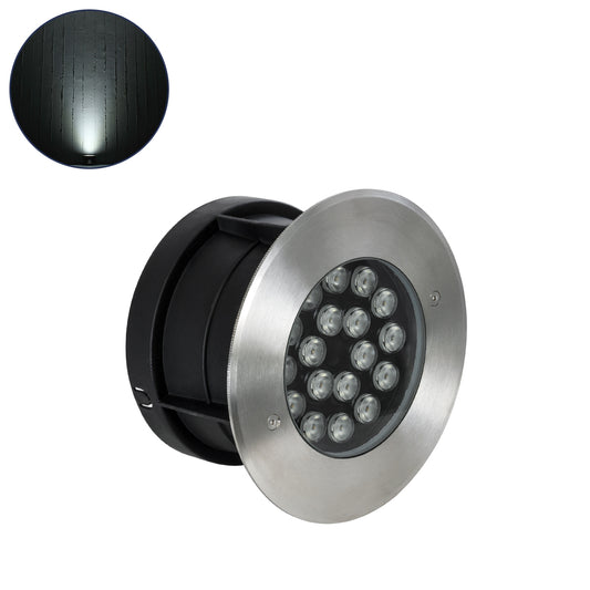 UNDERGROUND-SINA 90572 Χωνευτό Φωτιστικό Σποτ Δαπέδου LED 18W 1710lm 15° DC 24V Αδιάβροχο IP68 Φ20 x Υ11cm Φυσικό Λευκό 4500K - Ανοξείδωτο Ατσάλι