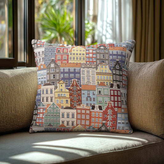 Μαξιλαροθήκη Στόφα Σπίτια 40x40εκ